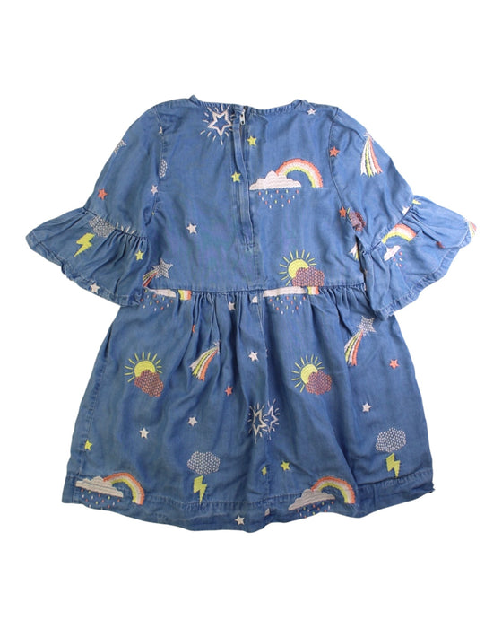 A Blue Long Sleeve Dresses from Seed in size 6T for girl. (Back View)