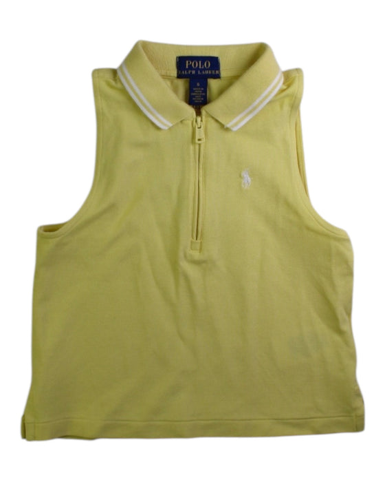 A Yellow Sleeveless Polos from Polo Ralph Lauren in size 6T for girl. (Front View)