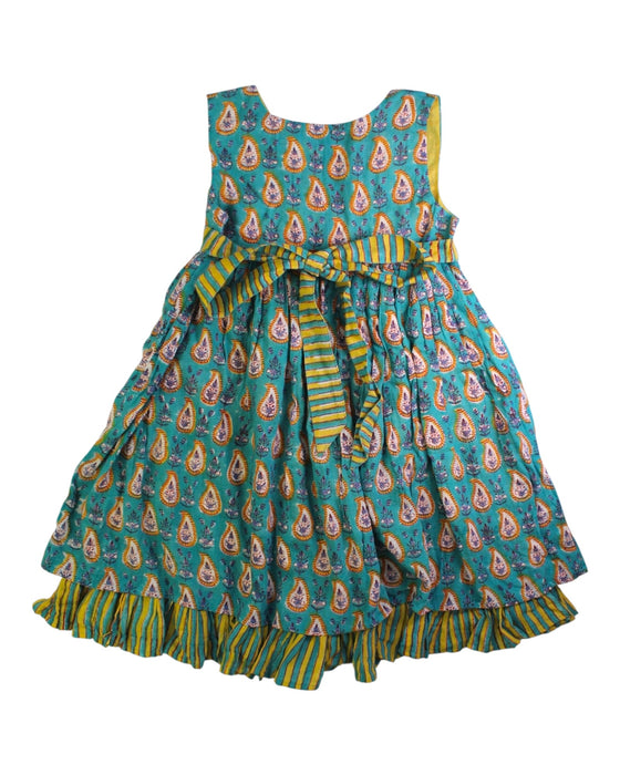 A Blue Sleeveless Dresses from Fabindia in size 6T for girl. (Back View)