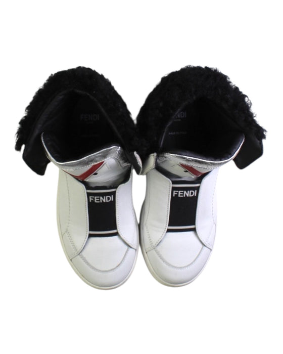 A White Sneakers from Fendi in size 11Y for boy. (Back View)