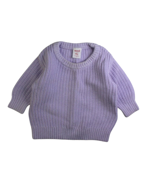 A Purple Knit Sweaters from Seed in size 6-12M for girl. (Front View)