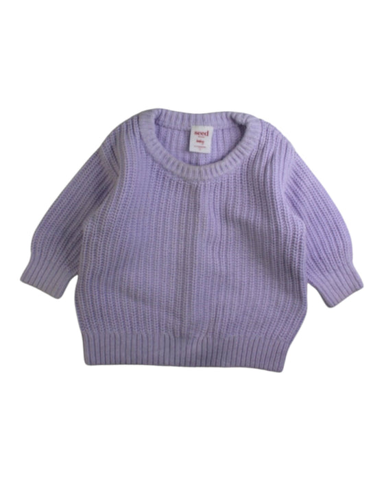 A Purple Knit Sweaters from Seed in size 6-12M for girl. (Front View)