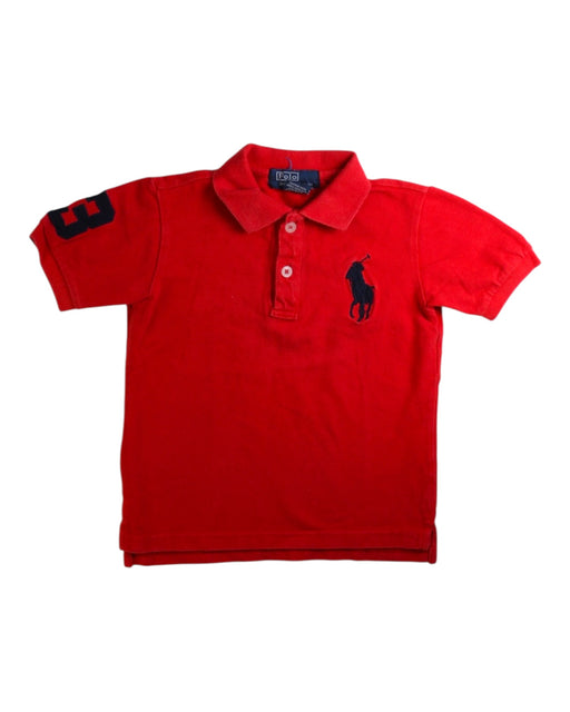 A Red Short Sleeve Polos from Polo Ralph Lauren in size 5T for boy. (Front View)