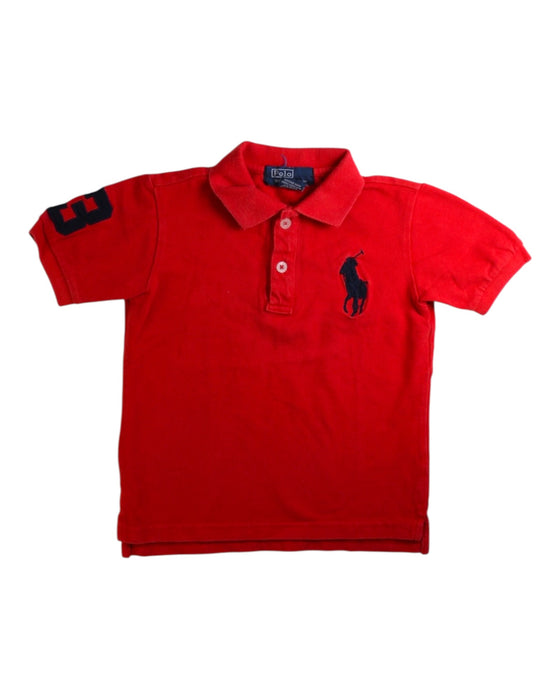 A Red Short Sleeve Polos from Polo Ralph Lauren in size 5T for boy. (Front View)