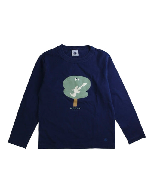 A Navy Long Sleeve T Shirts from Petit Bateau in size 6T for boy. (Front View)
