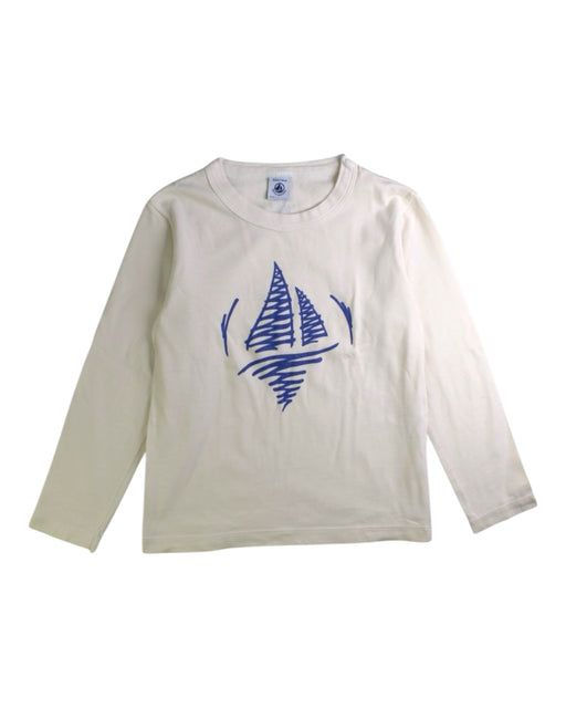 A White Long Sleeve T Shirts from Petit Bateau in size 6T for boy. (Front View)
