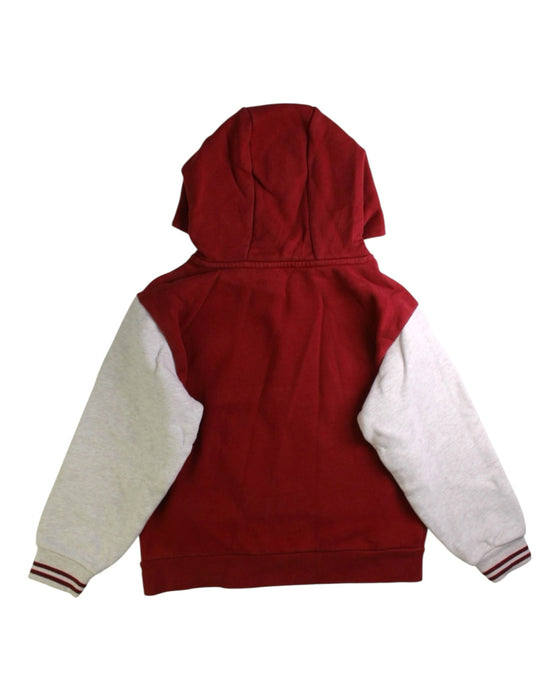 A Red Hooded Sweatshirts from La Coqueta in size 6T for boy. (Back View)