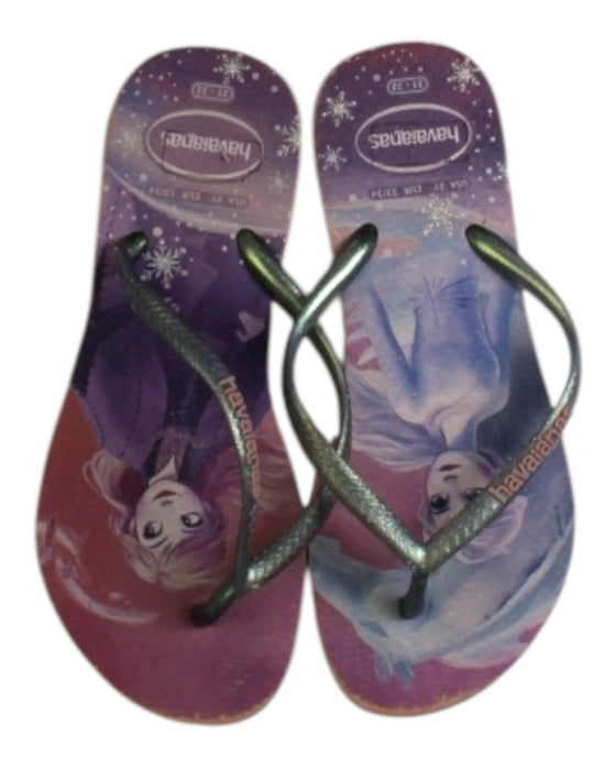 A Purple Flip Flops from Havaianas in size 7Y for girl. (Back View)