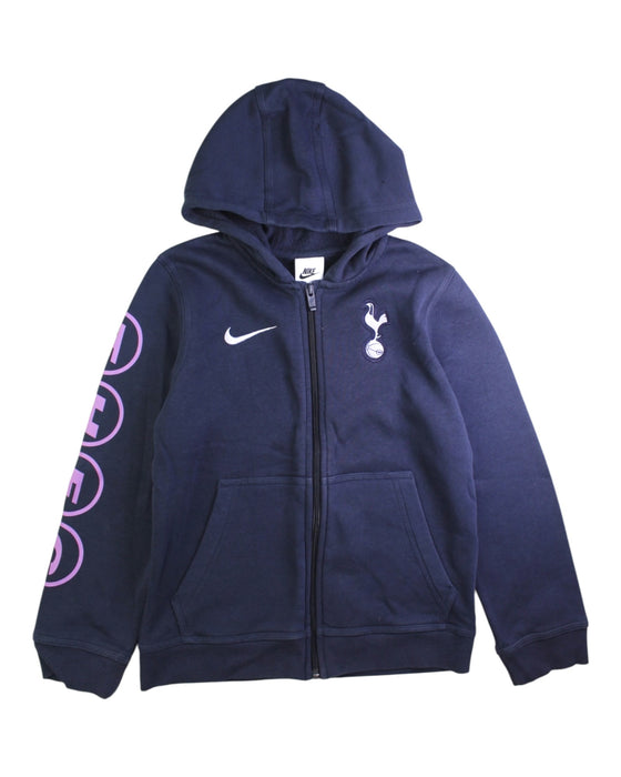 A Navy Zippered Sweatshirts from Nike in size 7Y for girl. (Front View)