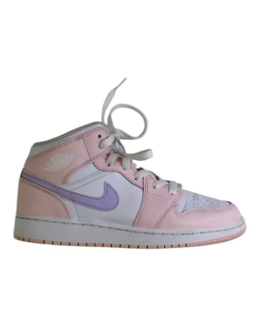 A Pink Sneakers from Air Jordan in size 12Y for girl. (Front View)