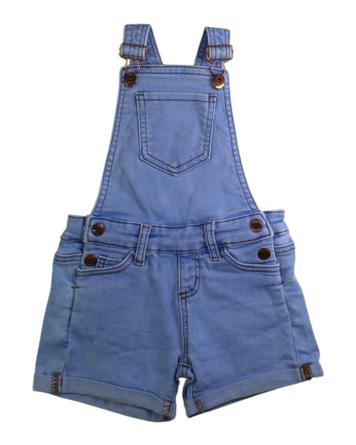 A Blue Overall Shorts from Seed in size 2T for neutral. (Front View)