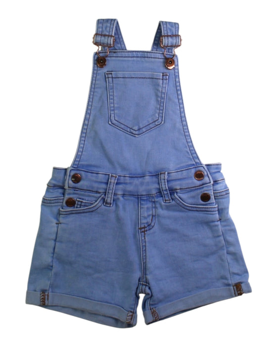 A Blue Overall Shorts from Seed in size 2T for neutral. (Front View)