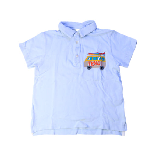 A Blue Short Sleeve Polos from Fendi in size 6T for boy. (Front View)