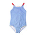 A Blue Swimsuits from Boden in size 5T for girl. (Front View)