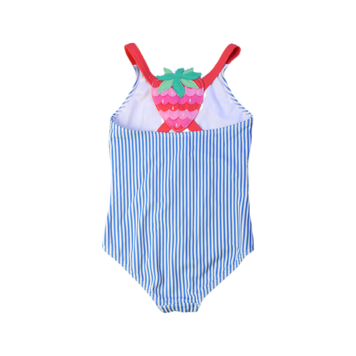 A Blue Swimsuits from Boden in size 5T for girl. (Back View)