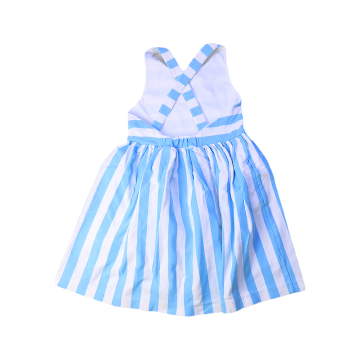 A Blue Sleeveless Dresses from Jacadi in size 5T for girl. (Back View)