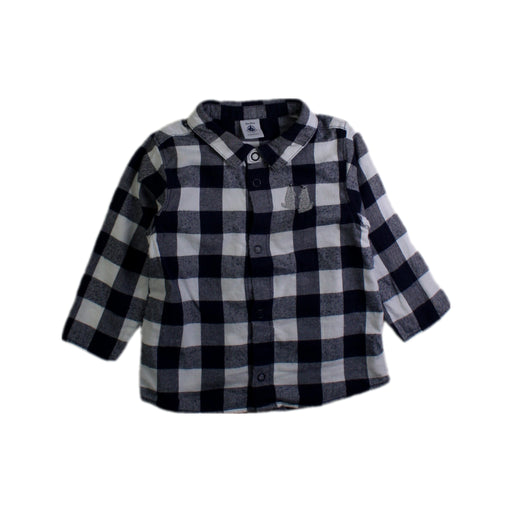 A Blue Long Sleeve Shirts from Petit Bateau in size 12-18M for boy. (Front View)
