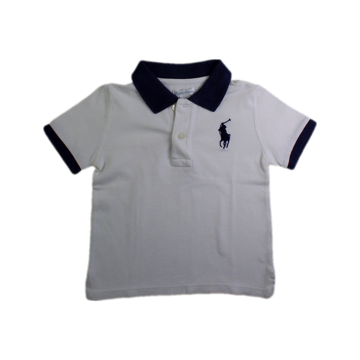 A White Short Sleeve Polos from Ralph Lauren in size 18-24M for boy. (Front View)