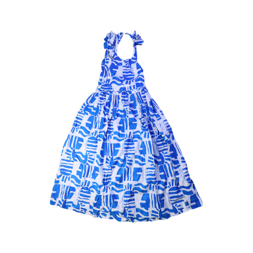 A Blue Sleeveless Dresses from Petit Bateau in size 6T for girl. (Front View)