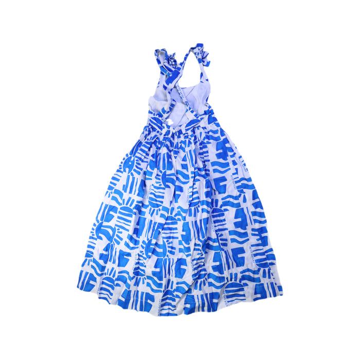A Blue Sleeveless Dresses from Petit Bateau in size 6T for girl. (Back View)