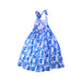 A Blue Sleeveless Dresses from Petit Bateau in size 6T for girl. (Back View)