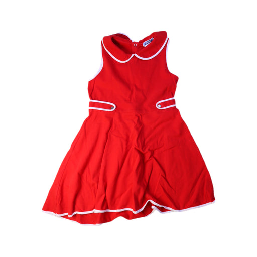 A Red Sleeveless Dresses from Jacadi in size 6T for girl. (Front View)