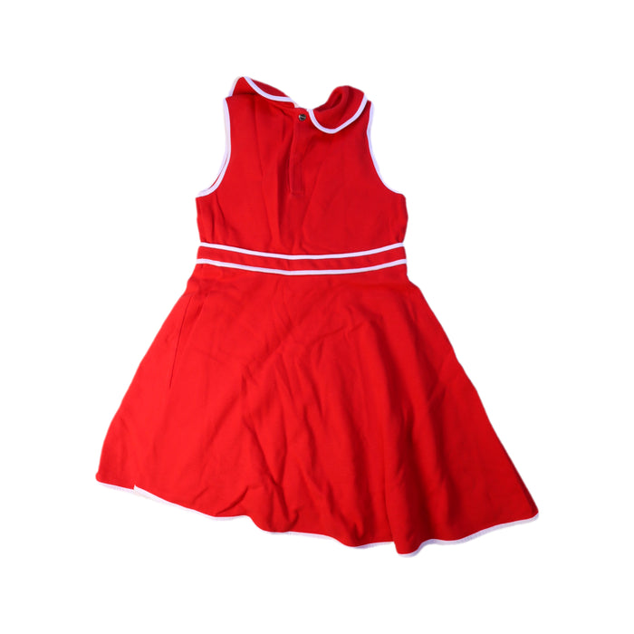 A Red Sleeveless Dresses from Jacadi in size 6T for girl. (Back View)