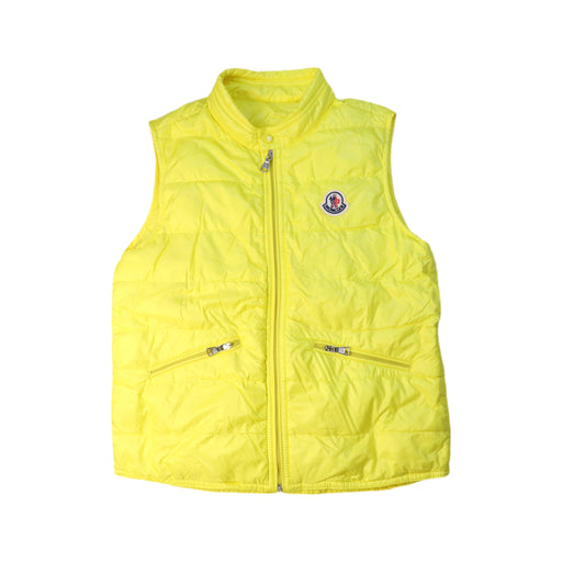 A Yellow Outerwear Vests from Moncler in size 10Y for girl. (Front View)