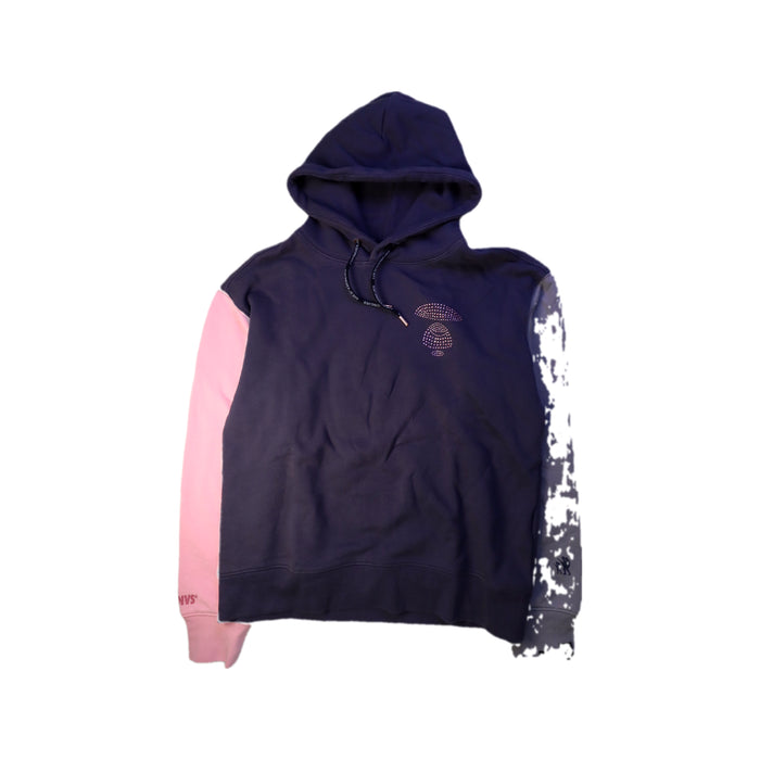 A Navy Hooded Sweatshirts from AAPE by A Bathing Ape in size 14Y for girl. (Front View)