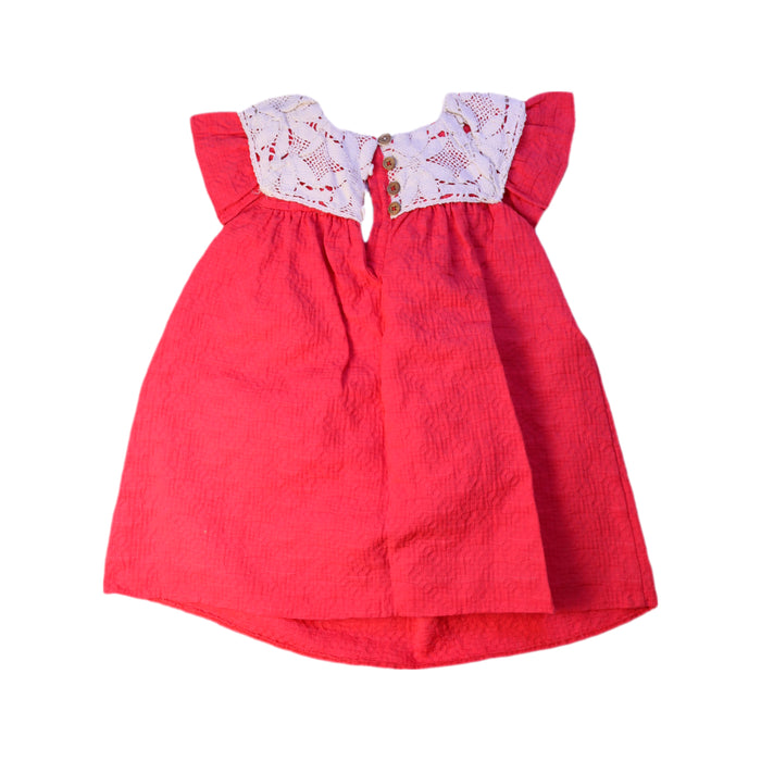 A Red Short Sleeve Dresses from Nanos in size 3T for girl. (Back View)