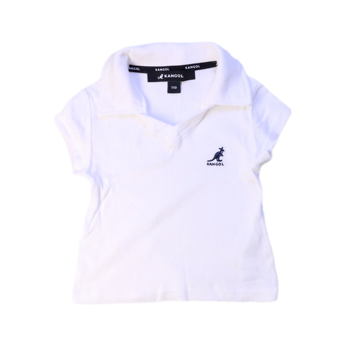 A White Short Sleeve Polos from Kangol in size 4T for girl. (Front View)