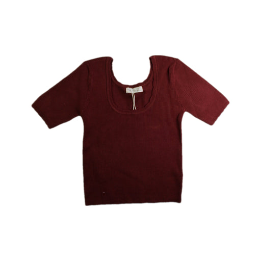 A Burgundy Short Sleeve Tops from Rylee + Cru in size 12Y for girl. (Front View)