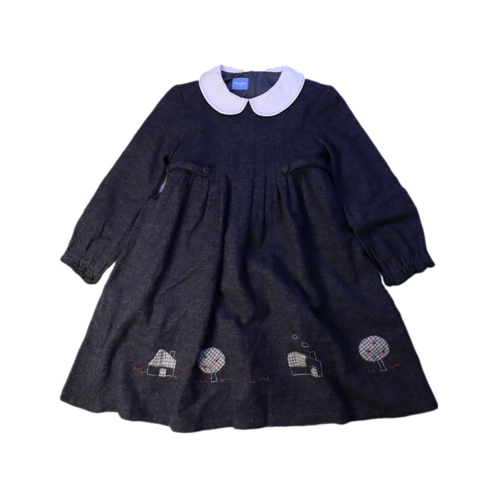 A Navy Long Sleeve Dresses from Familiar in size 4T for girl. (Front View)