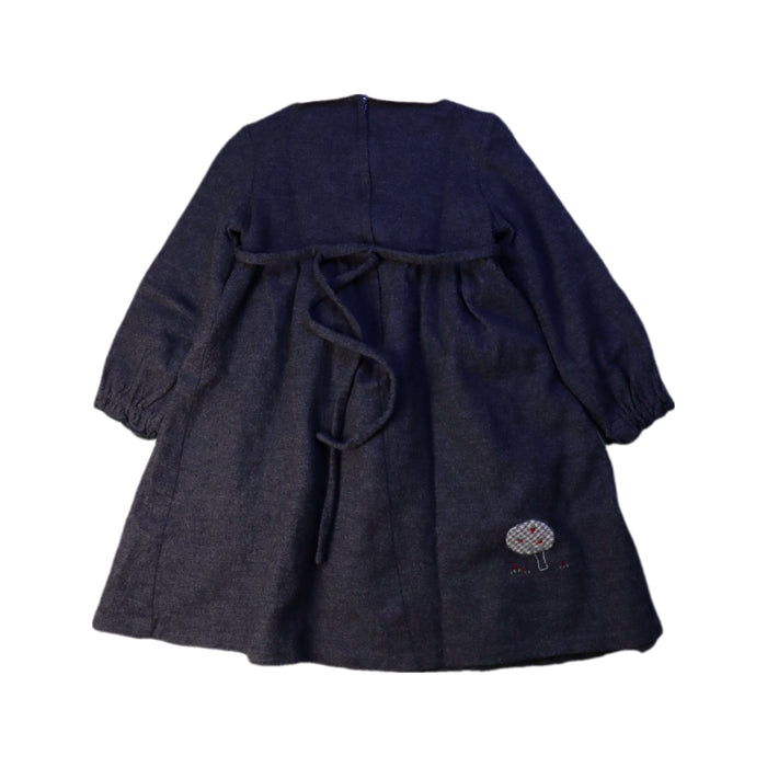 A Navy Long Sleeve Dresses from Familiar in size 4T for girl. (Back View)