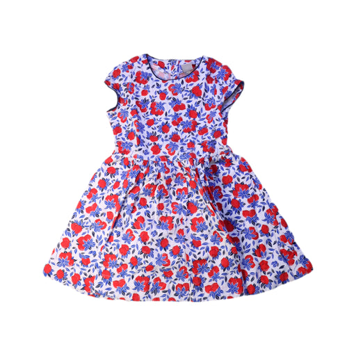 A Red Short Sleeve Dresses from Petit Bateau in size 4T for girl. (Front View)