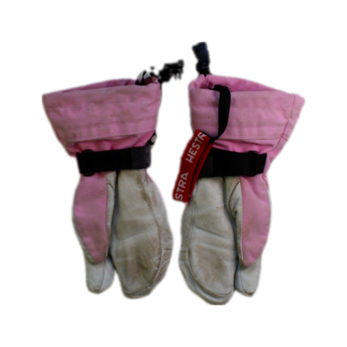 A Pink Ski Gloves from Hestra in size 4T for girl. (Back View)