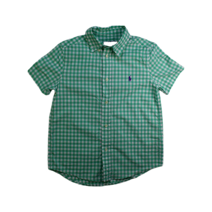 A Green Short Sleeve Shirts from Polo Ralph Lauren in size 7Y for boy. (Front View)