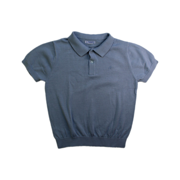 A Blue Short Sleeve Polos from Mayoral in size 7Y for boy. (Front View)
