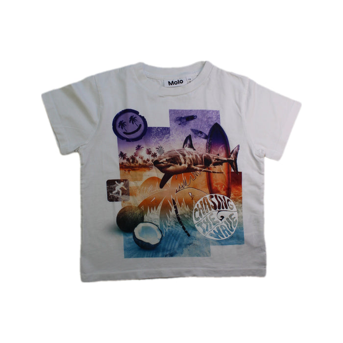 A White Short Sleeve T Shirts from Molo in size 5T for boy. (Front View)