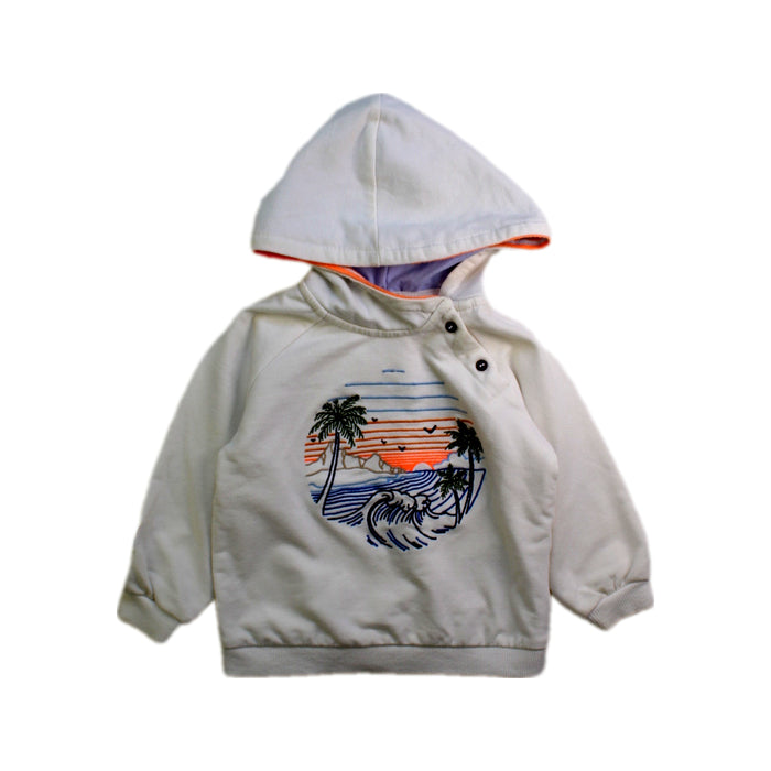 A White Hooded Sweatshirts from Mayoral in size 6-12M for boy. (Front View)