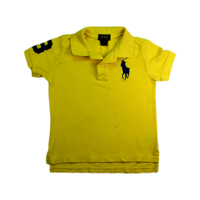 A Yellow Short Sleeve Polos from Polo Ralph Lauren in size 4T for boy. (Front View)
