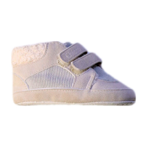 A White Booties from Chicco in size 12-18M for boy. (Front View)