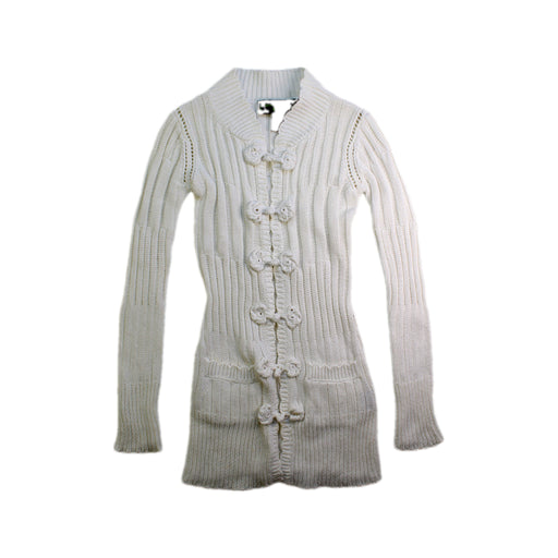A White Cardigans from Shanghai Tang in size 2T for girl. (Front View)