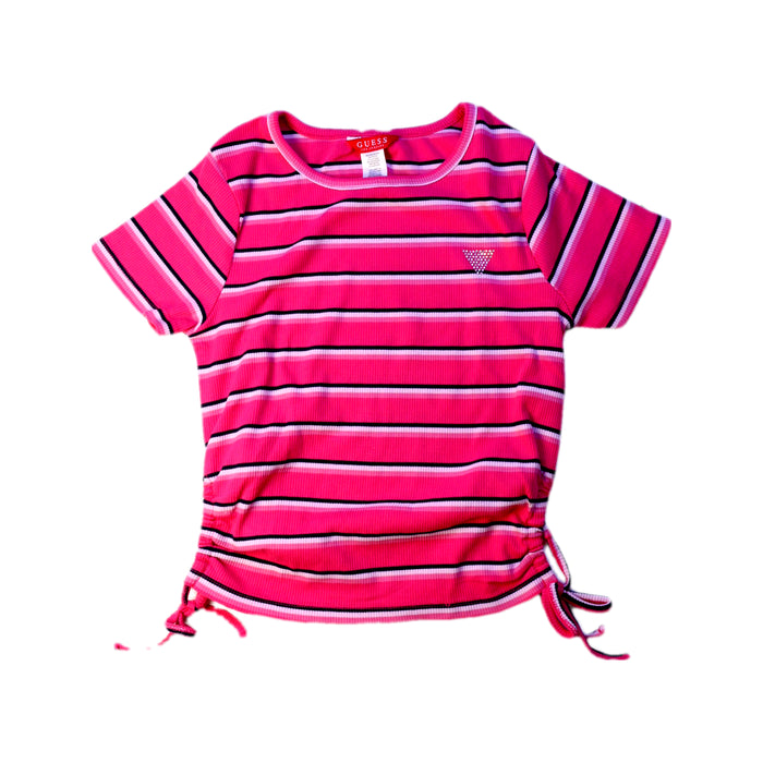 A Pink Short Sleeve Tops from Guess in size 8Y for girl. (Front View)