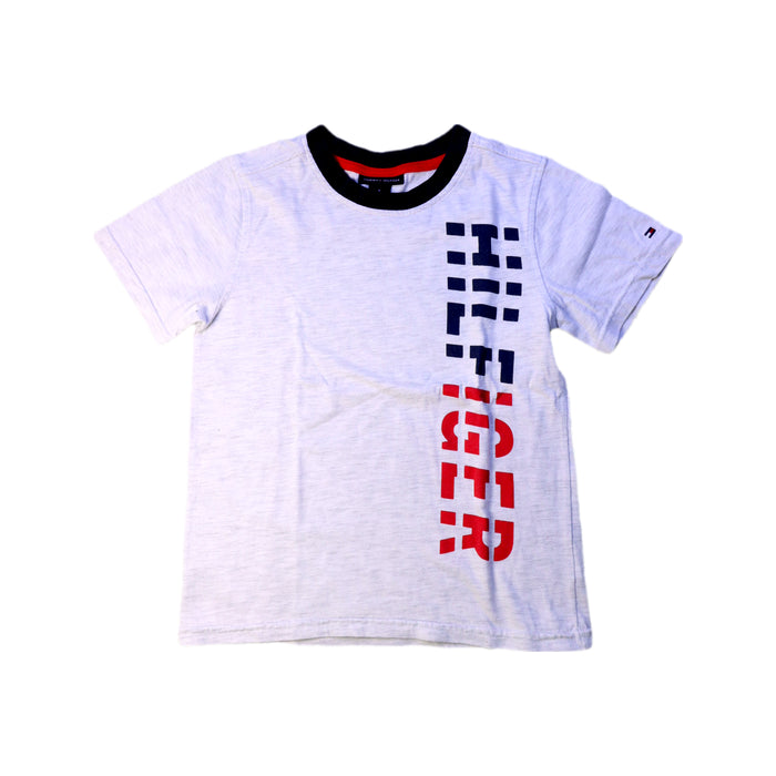 A White Short Sleeve T Shirts from Tommy Hilfiger in size 5T for boy. (Front View)