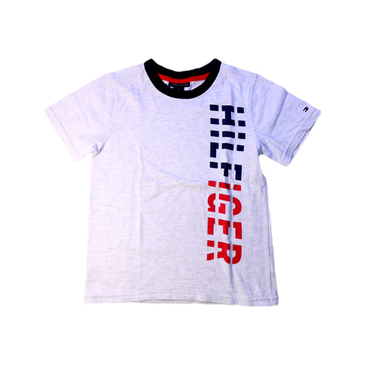 A White Short Sleeve T Shirts from Tommy Hilfiger in size 5T for boy. (Front View)