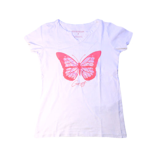 A White Short Sleeve T Shirts from Guess in size 7Y for girl. (Front View)