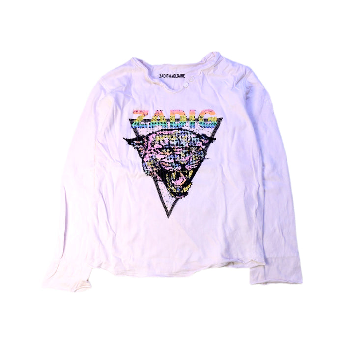 A White Long Sleeve Tops from Zadig & Voltaire in size 6T for girl. (Front View)