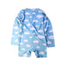 A Blue Rash Guards from Kuling in size 4T for girl. (Back View)