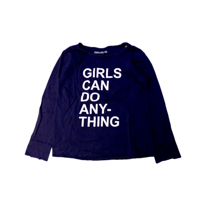 A Navy Long Sleeve T Shirts from Zadig & Voltaire in size 6T for girl. (Front View)